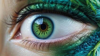Fototapeta premium a person's eye with green iris