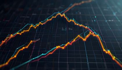 Financial Stock Market Business Glowing graph background. Generative AI