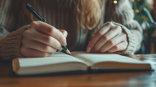 Close-Up of Hand Writing: A Focus on the Creative Process