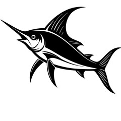 vector-art-of-marlin silhouette on a white background 