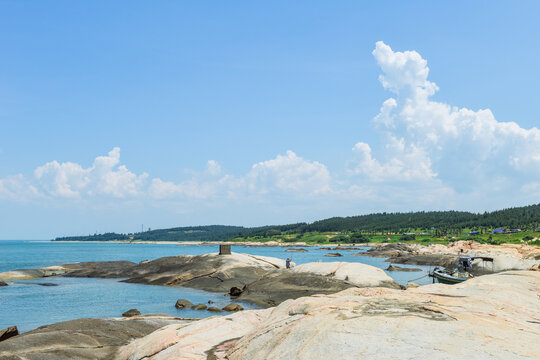 beautiful tropical landscape at Lvhu Island, Mulan Bay, Wenchang, Hainan, China