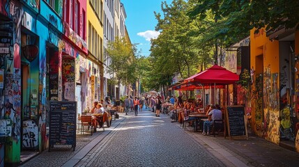 Obraz premium Vibrant Street Scene in Berlin: A Colorful Snapshot