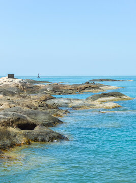 beautiful tropical landscape at Lvhu Island, Mulan Bay, Wenchang, Hainan, China