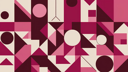 Minimal Autumn Geometric Pattern with Vintage Bauhaus Style Generative AI