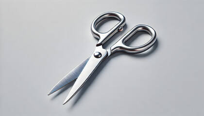 Obraz premium Stainless Steel Scissors on Plain Background: Precision Cutting Tool