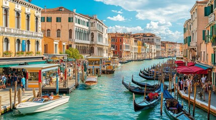 Fototapeta premium Vibrant Street Life in Venice: A Captivating Photo
