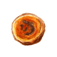 Pastel de nata, Portuguese egg custard tart pastry, watercolor food illustration