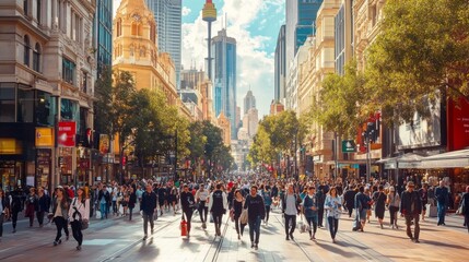 Fototapeta premium Sydney Street Life: A Bustling City Scene - Stock Photo d2148603-bb40-43fc-9fd7-838cf7e5d7fa