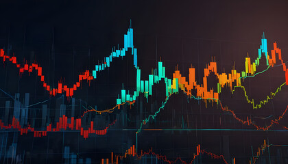 Fototapeta premium Financial Stock Market Business Glowing graph background. Generative AI