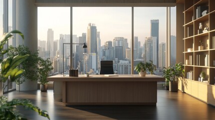 Modern Office Interior: 3D Render Visualization