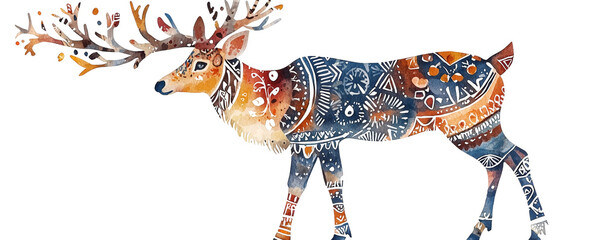 A creatively designed deer featuring intricate patterns and vibrant colors, perfect for artistic and nature-themed projects.