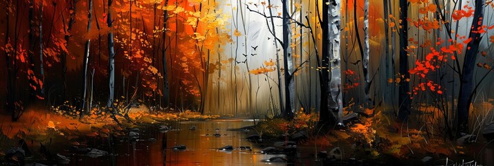 Obraz premium landscape oil painting with nature landscape. Home decor