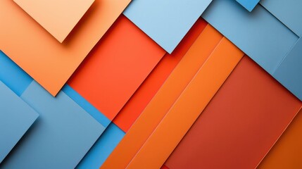 Colorful orange and blue cardboard sheets arrangement from above