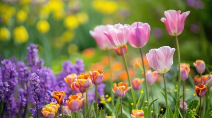 Fototapeta premium Colorful spring blooms in natural surroundings