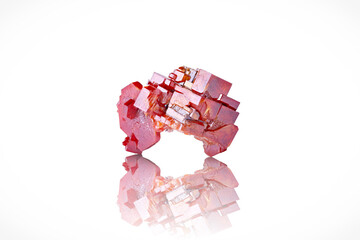 Vanadinite photography isolated on white blackground. Specimen from Mibladen, Morocco. macro detail...