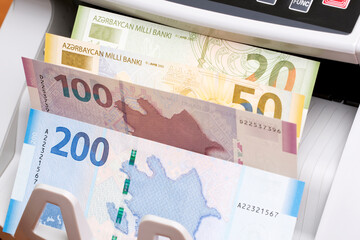 Azerbaijani manat in the counting machine