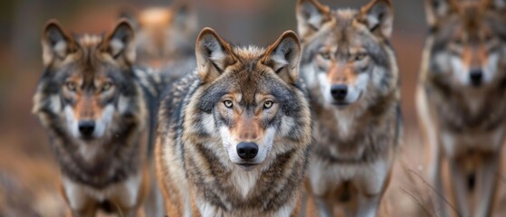 Majestic Wolves Hunting Prey in the Lush Forests of Yellowstone National Park