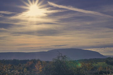 romantic view to scenis sunset in autumn