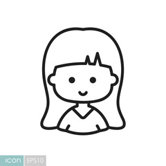 Woman girl with long straight hair vector icon