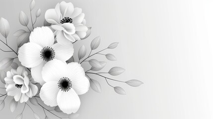 Beautiful seasonal flowers arranged in artistic floral designs, tailored for black and white coloring. The illustration emphasizes crisp lines and clean outlines, offering a relaxing coloring