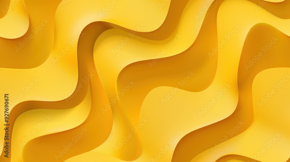 Wall mural yellow wavy abstract seamless pattern background with smooth, flowing lines and gradient hues. ideal
