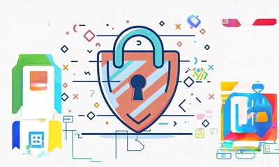 Digital Security Concept with Padlock Illustration