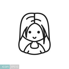 Woman girl with long straight hair vector icon