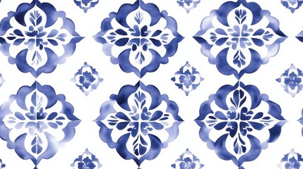 Hand-painted blue and white abstract pattern, seamless and elegant. Ideal for traditional, artistic, or classic-themed designs.