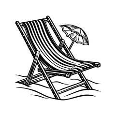 Beach chair silhouette vector illustration