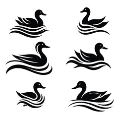 Obraz premium Silhouette Of A Duck On A White Background, Vector Set Illustration, Silhouette Illustration, Duck Illustration, Silhouette Drawing