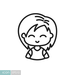 Beautiful young woman with short hair vector icon