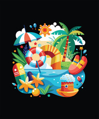 Obraz premium Colorful Summer T-shirt Vector Design