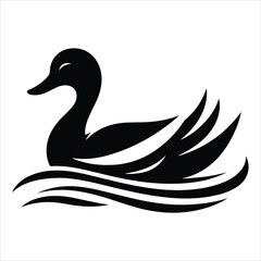 Silhouette Of A Duck On A White Background, Vector Illustration, Silhouette Illustration, Duck Illustration, Silhouette Drawing