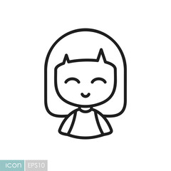 Beautiful young woman with square hairstyle icon