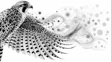 Naklejka premium An outlined falcon illustration with clean and crisp lines, designed for effortless black and white coloring and artistic expression.