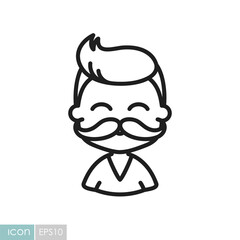 Man boy with mustache avatar vector icon