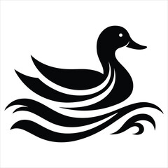 Silhouette Of A Duck On A White Background, Vector Illustration, Silhouette Illustration, Duck Illustration, Silhouette Drawing