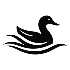 Silhouette Of A Duck On A White Background, Vector Illustration, Silhouette Illustration, Duck Illustration, Silhouette Drawing