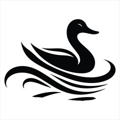 Silhouette Of A Duck On A White Background, Vector Illustration, Silhouette Illustration, Duck Illustration, Silhouette Drawing