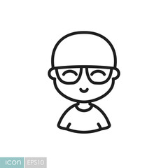 Portrait of a young bald man in stylish glasses