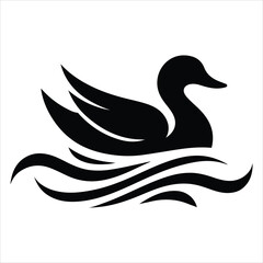 Silhouette Of A Duck On A White Background, Vector Illustration, Silhouette Illustration, Duck Illustration, Silhouette Drawing