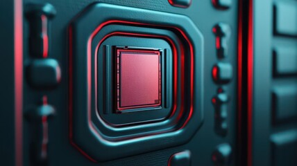 Microchip in a safe, ultimate security, illustration