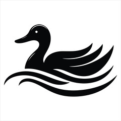 Silhouette Of A Duck On A White Background, Vector Illustration, Silhouette Illustration, Duck Illustration, Silhouette Drawing