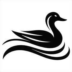 Silhouette Of A Duck On A White Background, Vector Illustration, Silhouette Illustration, Duck Illustration, Silhouette Drawing