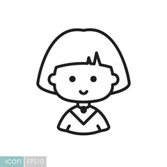 Beautiful young woman with short hair vector icon