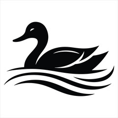 Silhouette Of A Duck On A White Background, Vector Illustration, Silhouette Illustration, Duck Illustration, Silhouette Drawing