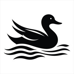 Silhouette Of A Duck On A White Background, Vector Illustration, Silhouette Illustration, Duck Illustration, Silhouette Drawing