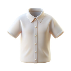 3D white short sleeve button shirt featuring a classic collar and front button closure. Ideal for casual or semi-formal wear. Isolated on transparent background, png.