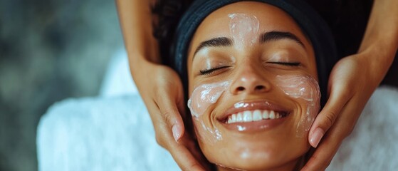 Close up of hands of professional beautician making skin treatment for woman