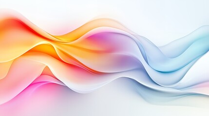 Abstract colorful waves flow on a light background.